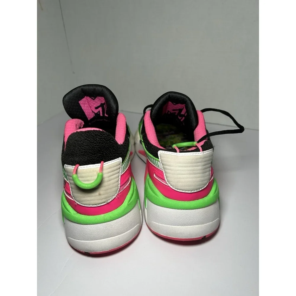 PUMA MTV x RS-X Tracks Bold 80s style 370408-01 8 EUC Neon Pink Green Pumas 10.5